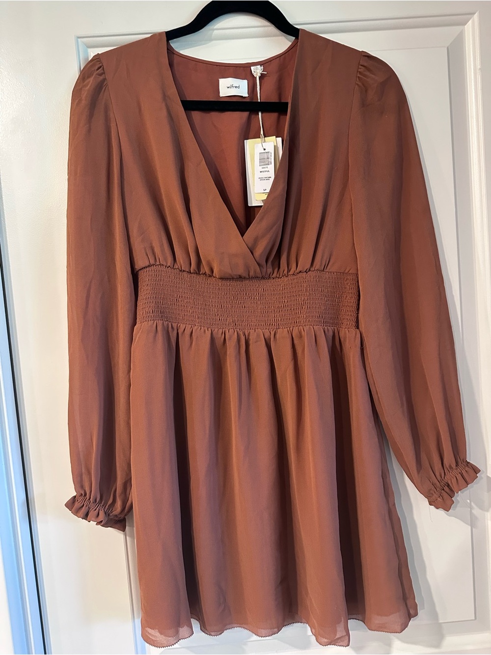 Aritzia Wilfred Wistful Long Sleeve Mini Dress (DAMAGED)